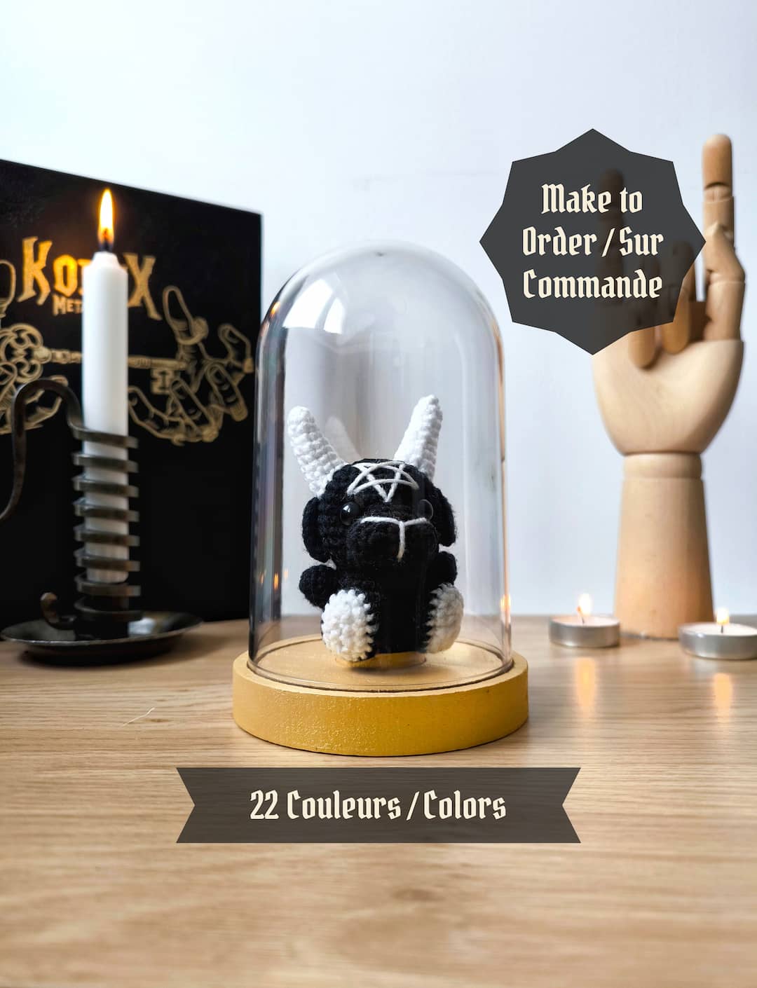Mini Baphomet sous Cloche | Couleurs personnalisables – Image 1