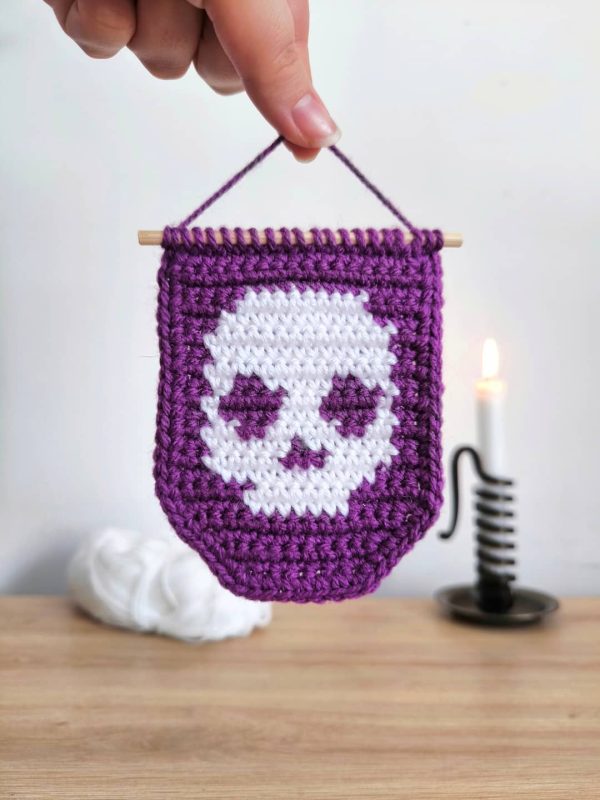 Mini Tapisserie Crâne au Crochet - Produits finis