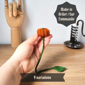 Marque-page citrouille au crochet - Sur commande – Image 1