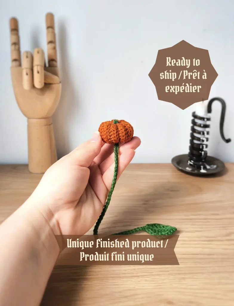 Marque-page citrouille au crochet - Produits finis
