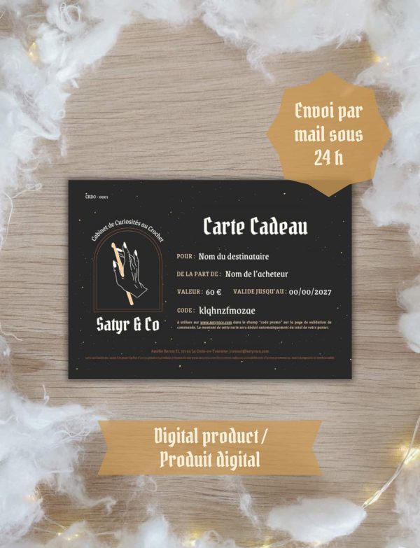 Cartes Cadeaux Satyr & Co - Produit numérique
