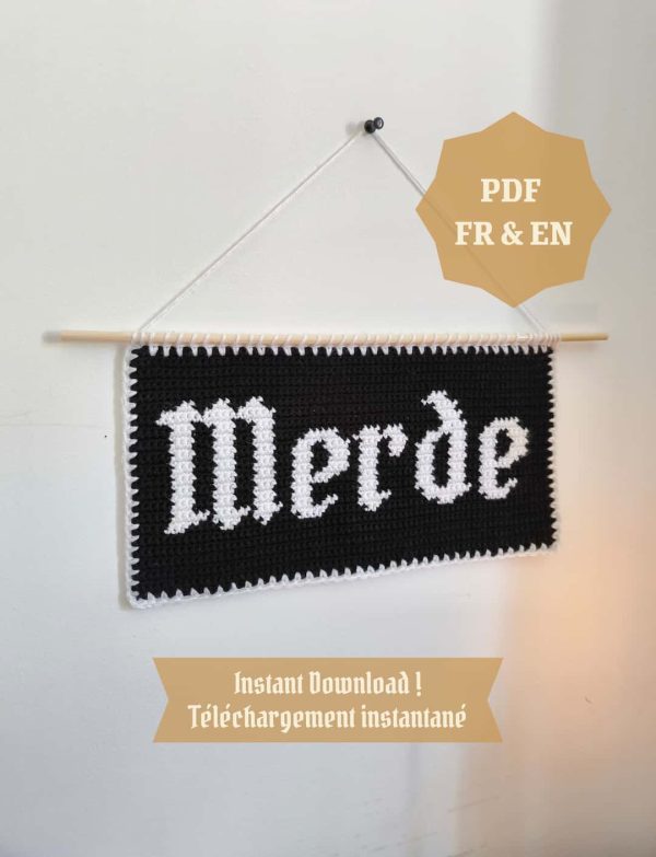 Patron Tapisserie au Crochet "M*rde" - Produit numérique FR ou EN