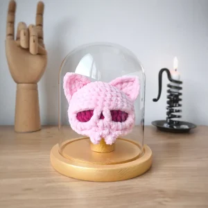 Crâne Chat au Crochet sous cloche | Couleurs personnalisables – Image 2