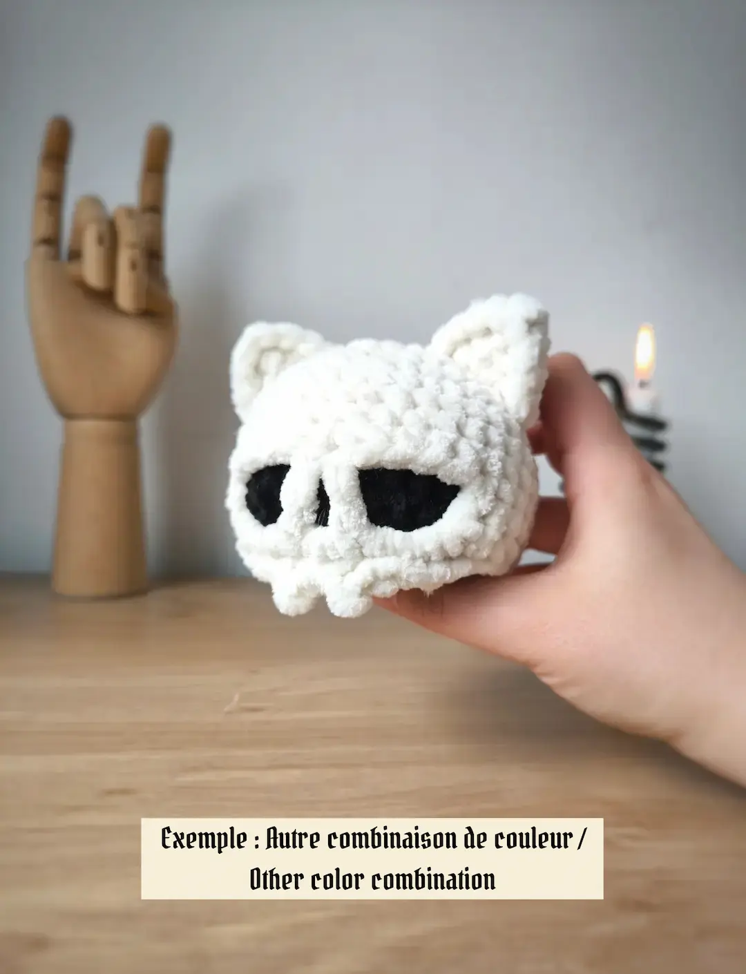 Crâne Chat au Crochet sous cloche | Couleurs personnalisables – Image 10