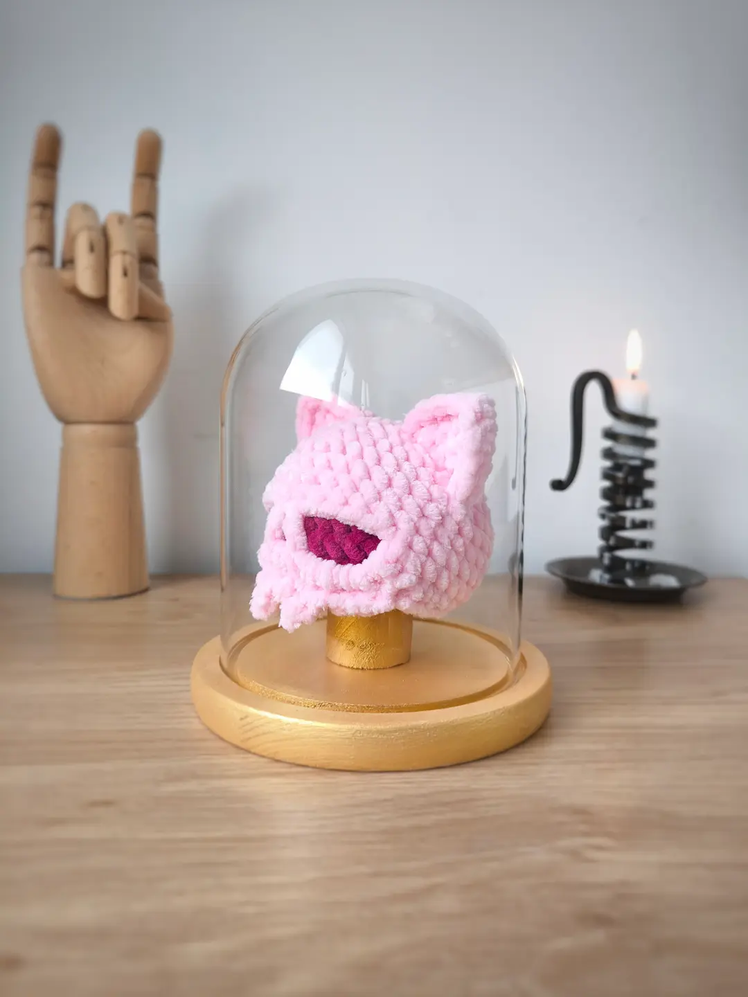 Crâne Chat au Crochet sous cloche | Couleurs personnalisables – Image 5