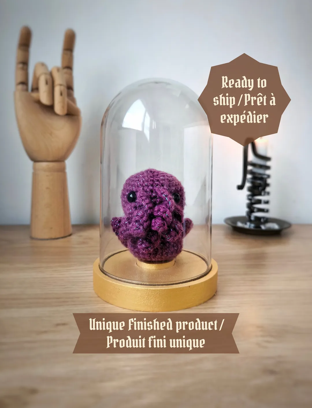 Mini Cthulhu sous Cloche Prune et Paillettes | Produit exclusif – Image 1