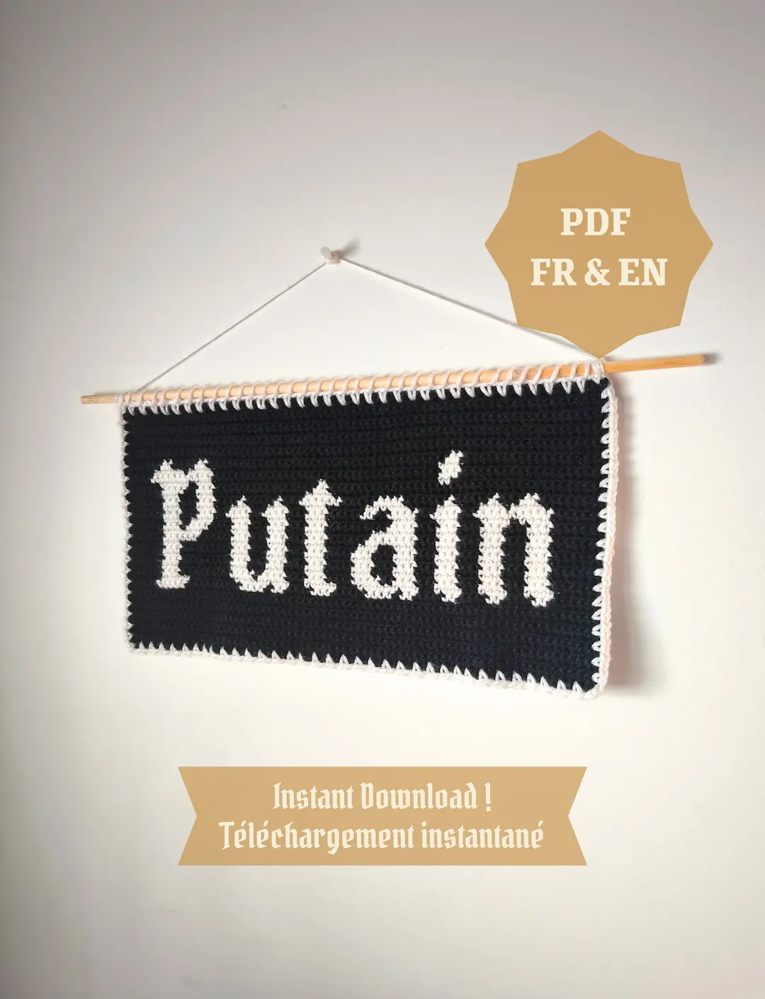 Patron Tapisserie au Crochet "P*tain" - Produit numérique FR ou EN – Image 1