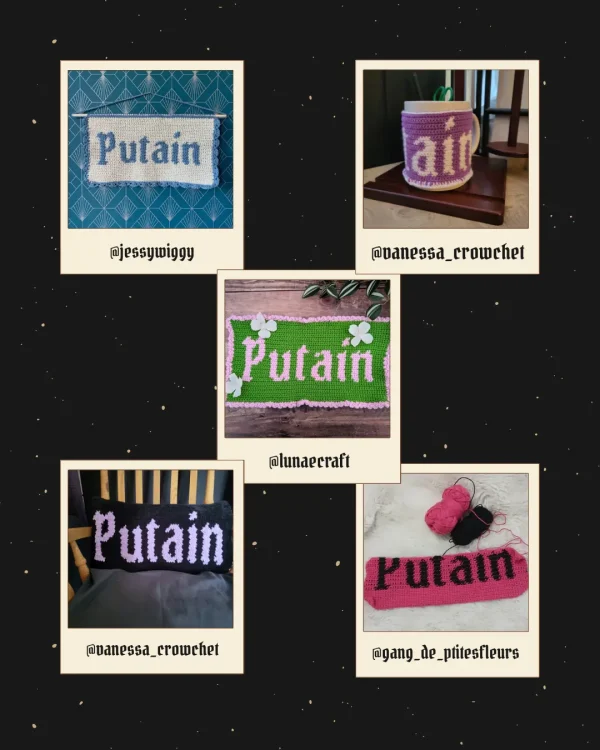 Patron Tapisserie au Crochet "P*tain" - Produit numérique FR ou EN