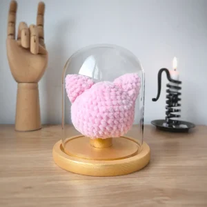 Crâne Chat au Crochet sous cloche | Couleurs personnalisables – Image 6