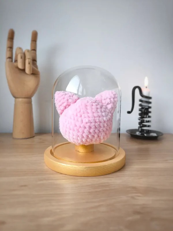 Crâne Chat au Crochet sous cloche | Couleurs personnalisables