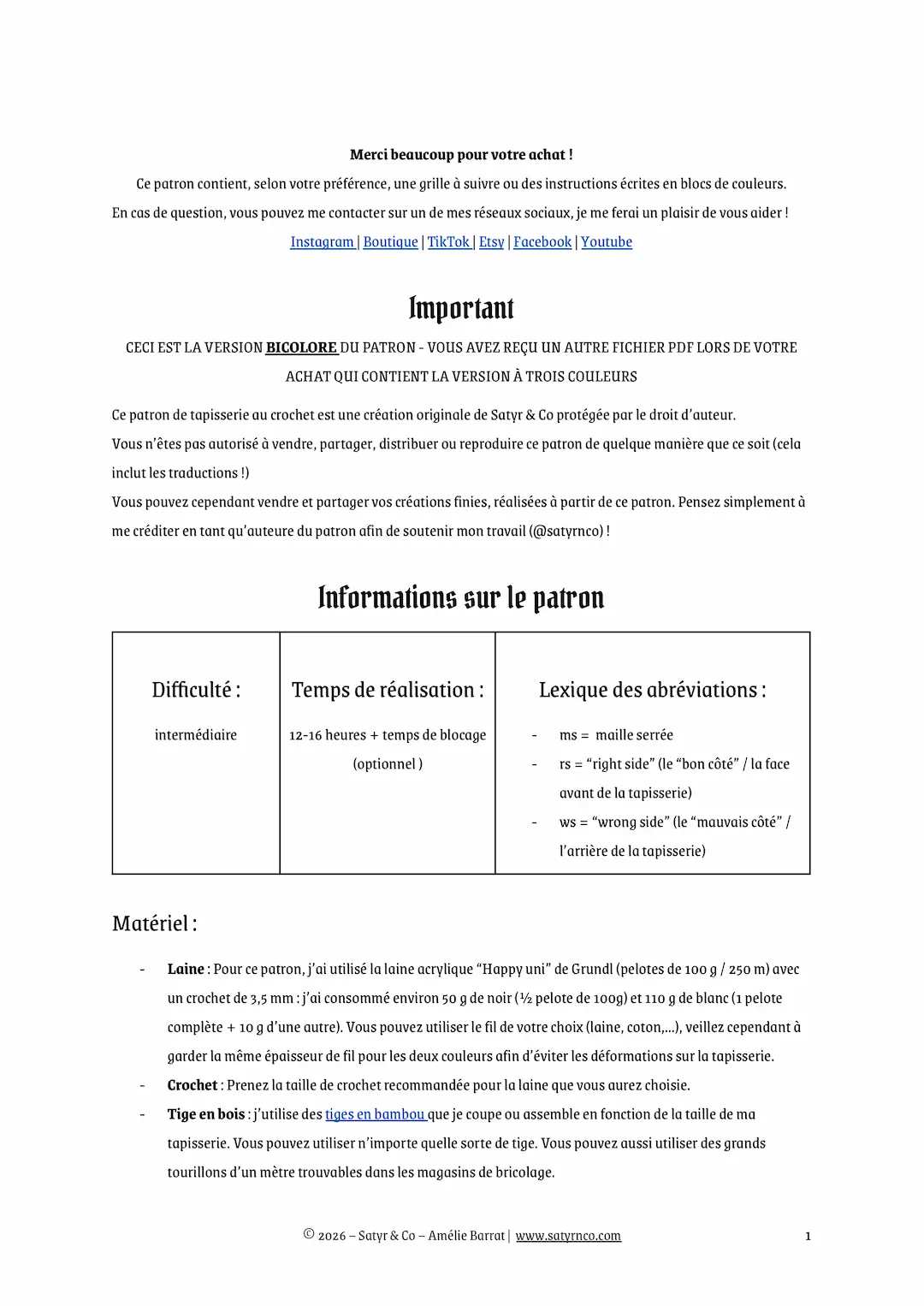 Patron Tapisserie au Crochet "Corbeau" - PDF FR ou EN – Image 10