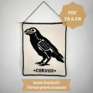 Patron Tapisserie au Crochet "Corbeau" - PDF FR ou EN – Image 1