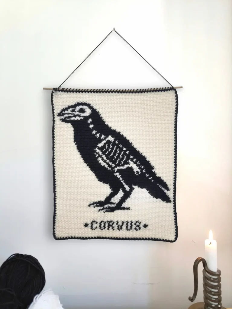 Patron Tapisserie au Crochet "Corbeau" - PDF FR ou EN