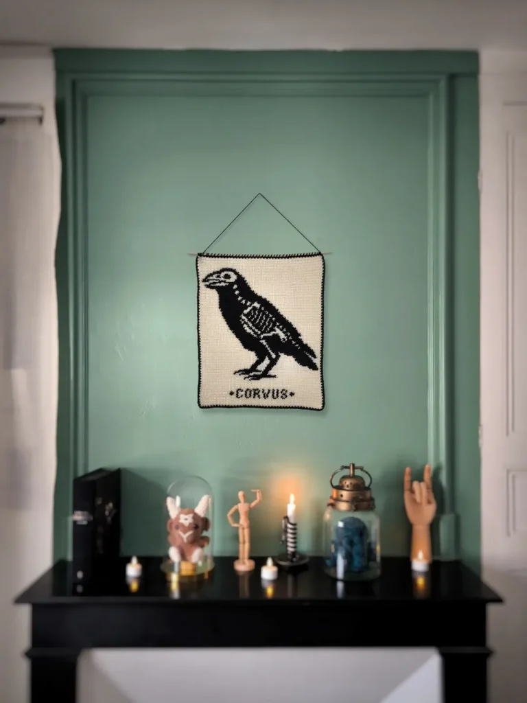 Patron Tapisserie au Crochet "Corbeau" - PDF FR ou EN