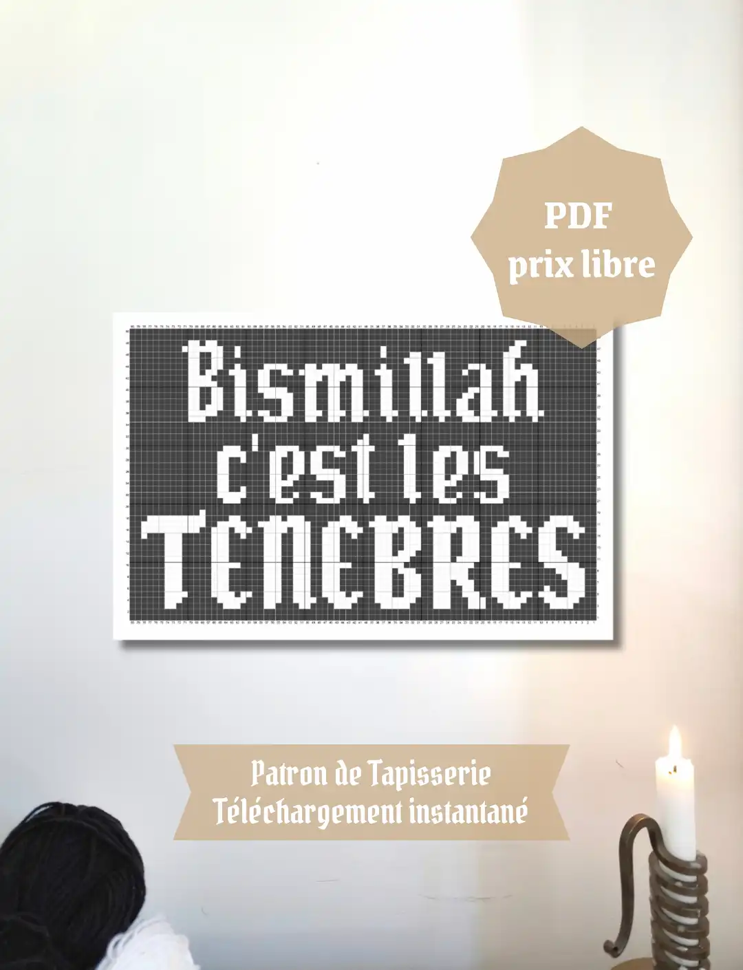 Patron Tapisserie Crochet - Bismillah c'est les ténèbres – Image 1